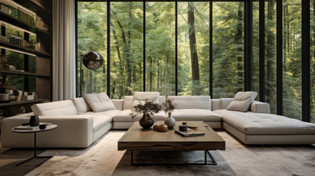 3d rendering of modern bright interiors living room mockup computer digitally generated imageの素材