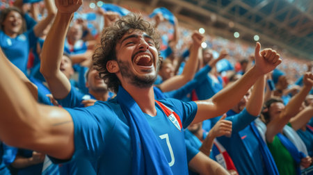 Fan of Ukraine in the stands of the football stadiumの素材