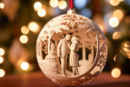 Christmas decoration on the background of the Christmas tree, bokehの素材