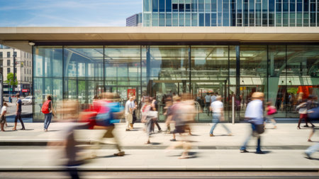 People walking in Canary Wharf, London, UKの素材