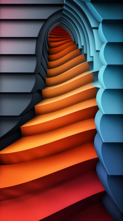 Abstract 3d rendering of colorful stairs. Futuristic background design.の素材