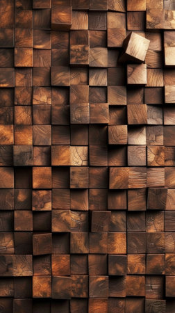 Wooden cubes background. 3d rendering. Abstract wooden background.の素材