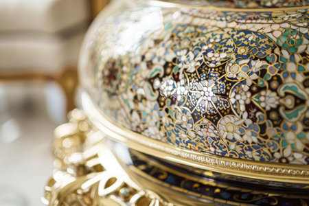 Detail of an ornate porcelain vase in a storeの素材