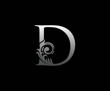 Silver D letter luxury beauty flourishes monogram logoのイラスト素材
