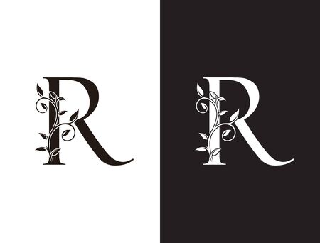 Initial R letter luxury beauty flourishes ornament monogram logoのイラスト素材