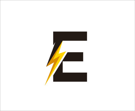 Electric Flash E Letter Logo Iconのイラスト素材