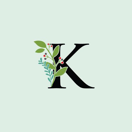 Beautiful K Letter Flower Logo Designのイラスト素材
