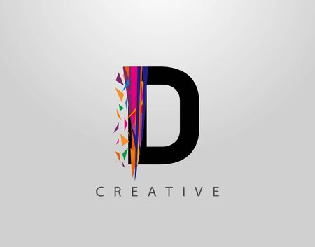 Creative Letter D Logo. Mosaic Abstract D letter design, made of various Strips shapes in color.のイラスト素材
