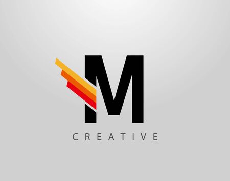 Initial M Monogram Logo. Abstract Wing and Strip M letter Iconのイラスト素材
