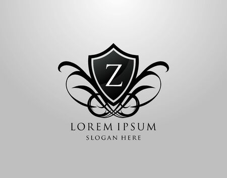 Majestic Z Letter Logo. Vintage Z Shield Design for Royalty, Restaurant, Automotive, Letter Stamp, Boutique,  Hotel, Heraldic, Jewelry, Wedding.のイラスト素材