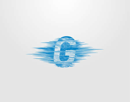 G Letter Logo. Abstract Initial G Blue Wave design created from ocean wave shape combine with letterのイラスト素材