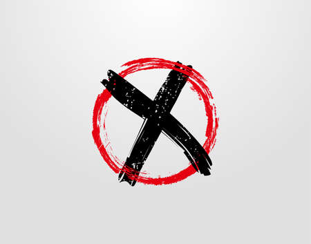 X Letter Logo With Red Circle Grunge Splatter Element. Retro X logo design template.のイラスト素材