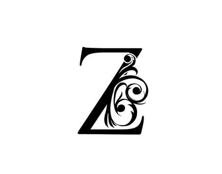 Calligrapic letter Z. Graceful royal style. Luxury alphabet arts logo. Vintage drawn emblem for book design, brand name, stamp, Restaurant, Boutique, Hotel.のイラスト素材