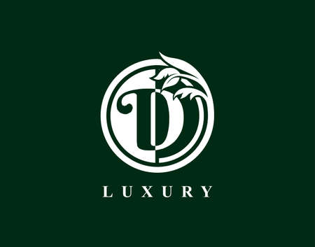 Graceful Circle D Letter Floral Logo. Luxury D Swirl Circle Logo Iconのイラスト素材