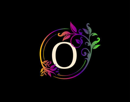 Luxury O Letter Floral Design. Colorful Urban Swirl O Logo Icon.のイラスト素材