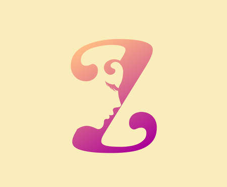 Beauty Letter Z Logo Icon. Beautiful woman's face shape on Letter.  Abstract design concept for beauty salon, massage, magazine, cosmetic and spa.のイラスト素材