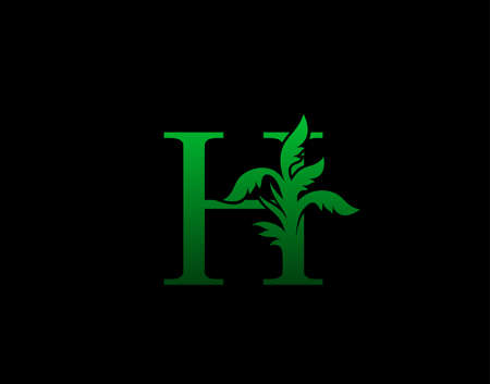 Letter H logo Nature concept, Abstract green tree and leaf symbol, initials H icon natural design Stock Vectorのイラスト素材