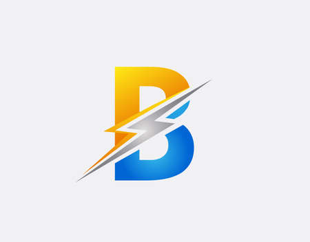 Flash B Letter Logo Icon, Electrical Bolt With Initial B Letter Logo Design.のイラスト素材