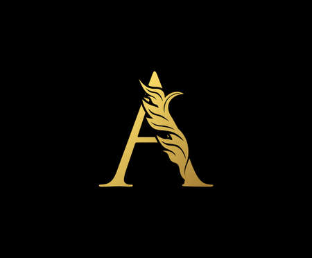 Golden A Luxury Logo Icon, Classic Letter Logo Design Vector.のイラスト素材