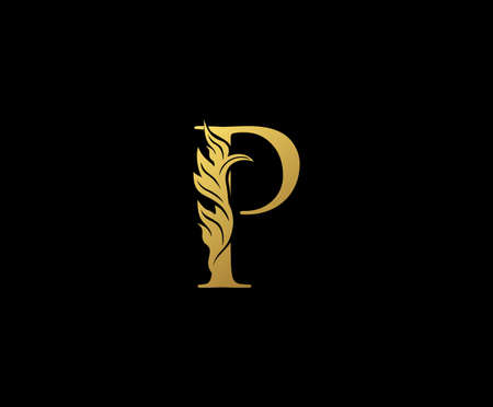 Golden P Luxury Logo Icon, Classic Letter Logo Design Vector.のイラスト素材