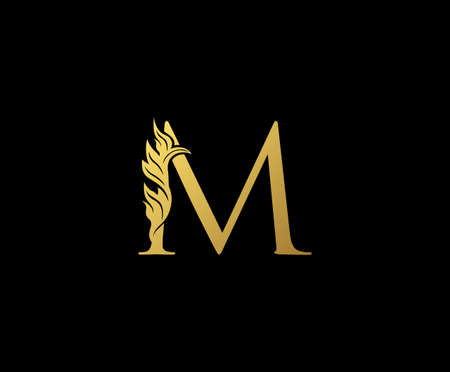 Golden M Luxury Logo Icon, Classic Letter Logo Design Vector.のイラスト素材