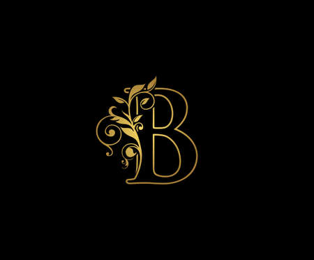 Golden B Luxury Logo Icon, Classy Letter Logo Design.のイラスト素材