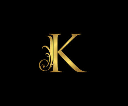Golden K Luxury Logo Icon, Classy Letter Logo Design.のイラスト素材