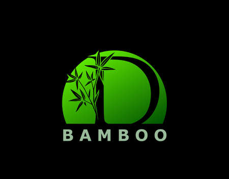 D Letter Green Bamboo Tree Logo Icon. Perfect for Hotel, Restaurant, Tour and Travel.のイラスト素材