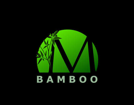 M Letter Green Bamboo Tree Logo Icon. Perfect for Hotel, Restaurant, Tour and Travel.のイラスト素材