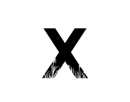 X Letter Logo With Grass or Reeds Inside.のイラスト素材