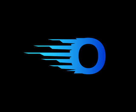 Fast O Letter Digital Data Logo Icon, Fast Hi-tech O Design Concept.のイラスト素材