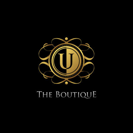 Golden U Letter Luxury Boutique Logo Vector.のイラスト素材
