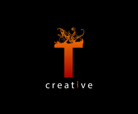 Abstract T Letter Flame Logo Icon Vector.のイラスト素材