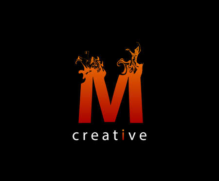 Abstract M Letter Flame Logo Icon Vector.のイラスト素材