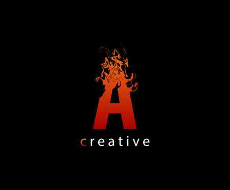 Abstract A Letter Flame Logo Icon Vector.のイラスト素材