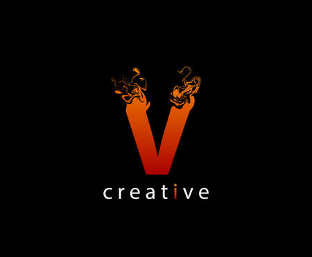 Abstract V Letter Flame Logo Icon Vector.のイラスト素材
