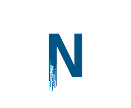 Letter N Digital Network , Technology and digital abstract line N network circuit vector .のイラスト素材