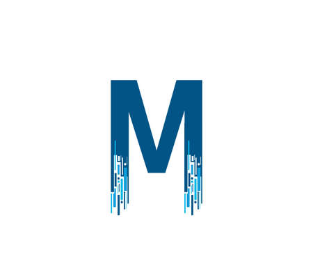 Letter M Digital Network , Technology and digital abstract line M network circuit vector .のイラスト素材