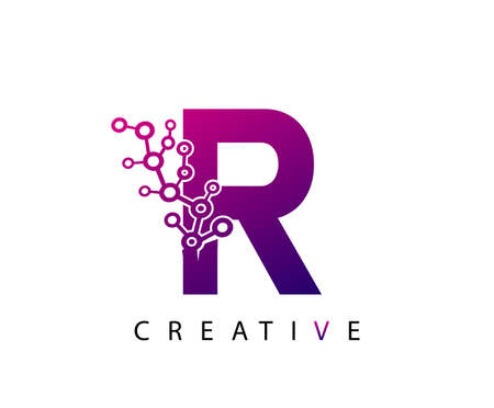 Abstract R Letter , modern R dot technology logo design.のイラスト素材