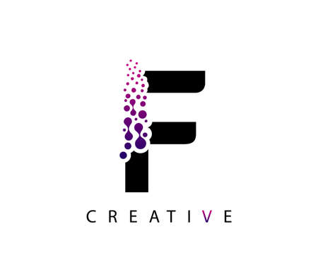 Abstract F Letter , Molecules F technology logo design.のイラスト素材