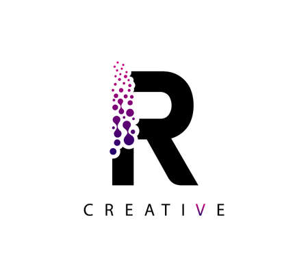 Abstract R Letter , Molecules R technology logo design.のイラスト素材