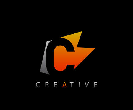 Abstract Initial Letter C With Negative Space, Technology logo icon vector design concept.のイラスト素材