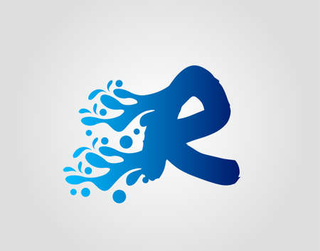 Letter R With Splash Water Logo Template Vector.のイラスト素材