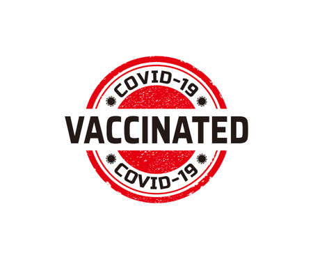 Vaccinated covid-19 stamp, covid vaccination rubber stamp design.のイラスト素材