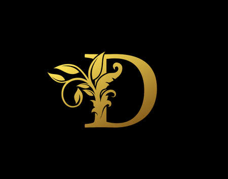 Luxury D Letter Design. Graceful Ornate Icon Vector Design. Vintage drawn emblem for book design, brand name, business card, Restaurant, Boutique, Hotel.のイラスト素材