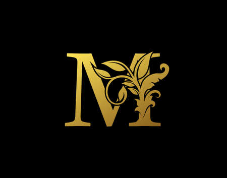 Luxury M Letter Design. Graceful Ornate Icon Vector Design. Vintage drawn emblem for book design, brand name, business card, Restaurant, Boutique, Hotel.のイラスト素材