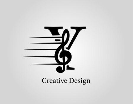 Key Note Y Letter Logo Vector. Music Note On Initial Y Design.のイラスト素材
