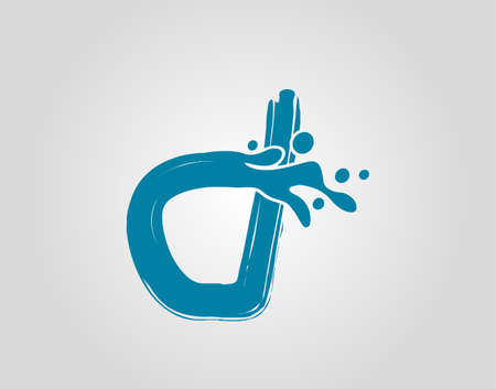 Water Splash Initial D Letter Logo Icon, Blue water alphabet icon.のイラスト素材