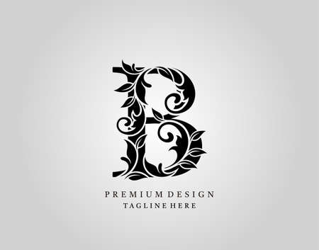 Classic Initial B Letter logo design, elegant floral ornate monogram design vector.のイラスト素材