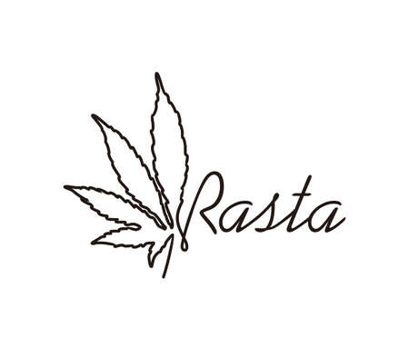 Continuous line drawing of marijuana. Rasta line art design.のイラスト素材